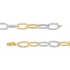 Thumbnail Image 3 of Oro Diamante™ Alternating Diamond-Cut Paper Clip Link Chain Necklace in Hollow 14K Two-Tone Gold – 18.25&quot;