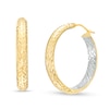 Thumbnail Image 1 of Oro Diamante™ 25.0mm Diamond-Cut Inside-Out Tube Hoop Earrings in 14K Two-Tone Gold