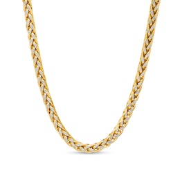 Oro Diamante™ Diamond-Cut 5.5mm Wheat Chain Necklace in Hollow 14K Two-Tone Gold – 22&quot;