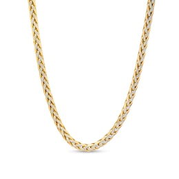 Italian Brilliance™ Diamond-Cut 4.5mm Wheat Chain Necklace in Hollow 14K Two-Tone Gold