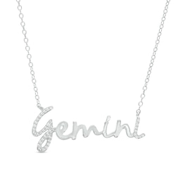 1/6 CT. T.W. Diamond &quot;Gemini&quot; Script Necklace in Sterling Silver