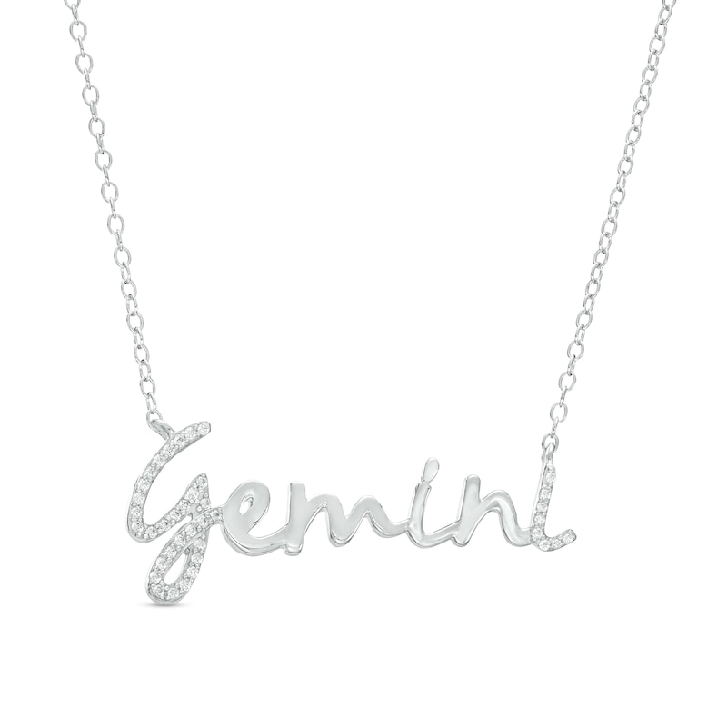 1/6 CT. T.W. Diamond "Gemini" Script Necklace in Sterling Silver