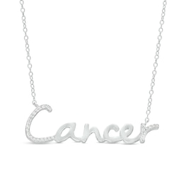 1/8 CT. T.W. Diamond &quot;Cancer&quot; Script Necklace in Sterling Silver