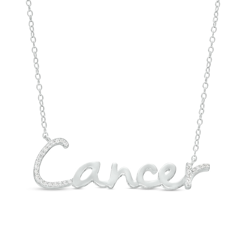 1/8 CT. T.W. Diamond "Cancer" Script Necklace in Sterling Silver