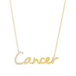 1/8 CT. T.W. Diamond &quot;Cancer&quot; Script Necklace in Sterling Silver with 14K Gold Plate