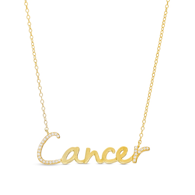 1/8 CT. T.W. Diamond "Cancer" Script Necklace in Sterling Silver with 14K Gold Plate