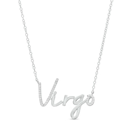 1/6 CT. T.W. Diamond &quot;Virgo&quot; Script Necklace in Sterling Silver