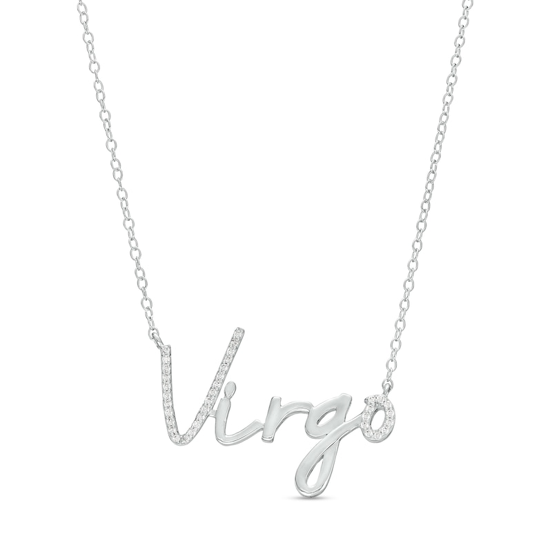 1/6 CT. T.W. Diamond "Virgo" Script Necklace in Sterling Silver