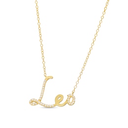 1/6 CT. T.W. Diamond &quot;Leo&quot; Script Necklace in Sterling Silver with 14K Gold Plate