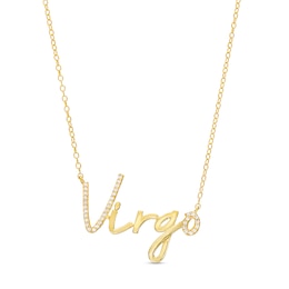 1/6 CT. T.W. Diamond &quot;Virgo&quot; Script Necklace in Sterling Silver with 14K Gold Plate