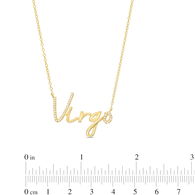 Main Image 3 of 1/6 CT. T.W. Diamond &quot;Virgo&quot; Script Necklace in Sterling Silver with 14K Gold Plate