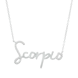 1/6 CT. T.W. Diamond &quot;Scorpio&quot; Script Necklace in Sterling Silver