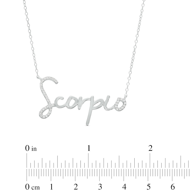 1/6 CT. T.W. Diamond "Scorpio" Script Necklace in Sterling Silver