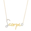 Thumbnail Image 0 of 1/6 CT. T.W. Diamond "Scorpio" Script Necklace in Sterling Silver with 14K Gold Plate