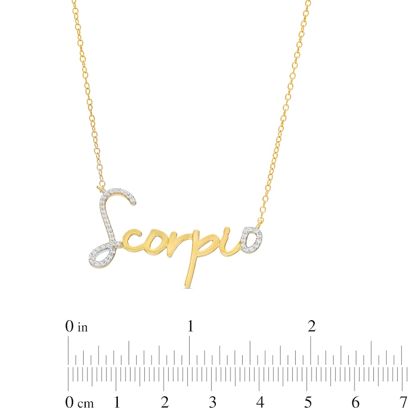 1/6 CT. T.W. Diamond "Scorpio" Script Necklace in Sterling Silver with 14K Gold Plate