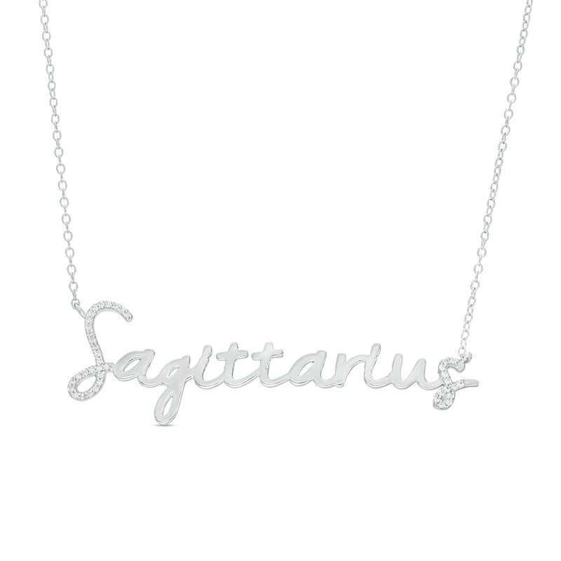 Main Image 1 of 1/6 CT. T.W. Diamond &quot;Sagittarius&quot; Script Necklace in Sterling Silver