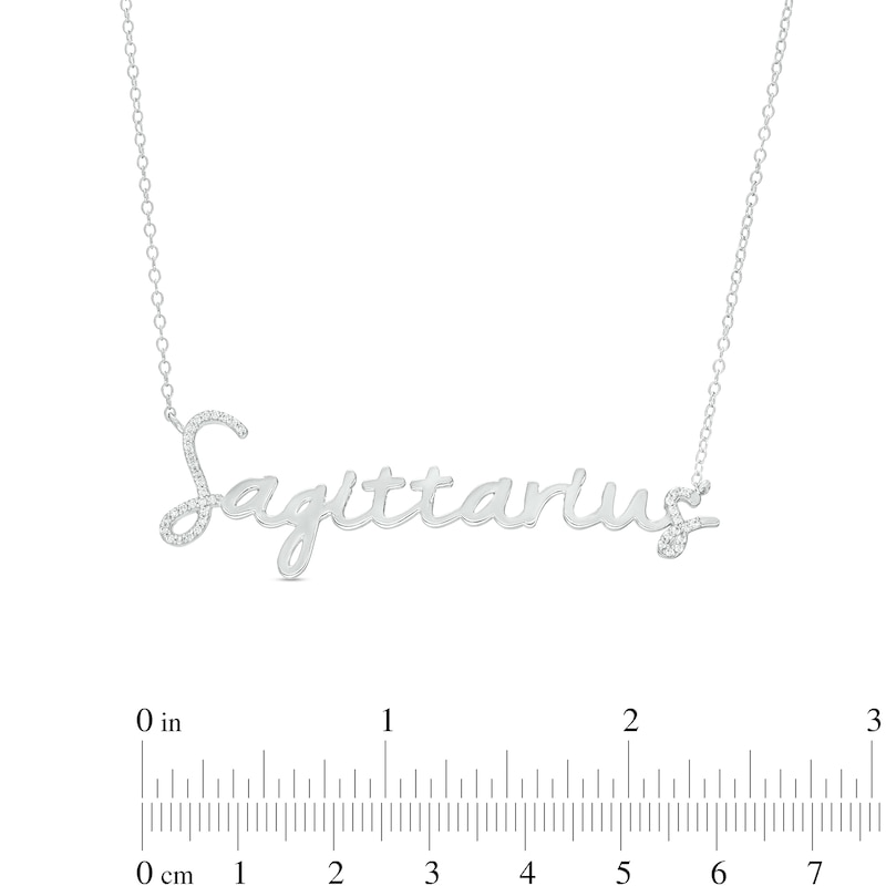 Main Image 3 of 1/6 CT. T.W. Diamond &quot;Sagittarius&quot; Script Necklace in Sterling Silver