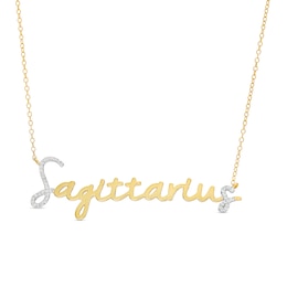 1/6 CT. T.W. Diamond &quot;Sagittarius&quot; Script Necklace in Sterling Silver with 14K Gold Plate