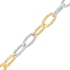 Thumbnail Image 1 of Oro Diamante™ 6.5mm Alternating Diamond-Cut Paper Clip Link Chain Bracelet in Hollow 14K Two-Tone Gold – 7.5&quot;