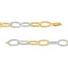 Thumbnail Image 3 of Oro Diamante™ 6.5mm Alternating Diamond-Cut Paper Clip Link Chain Bracelet in Hollow 14K Two-Tone Gold – 7.5&quot;