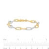 Thumbnail Image 4 of Oro Diamante™ 6.5mm Alternating Diamond-Cut Paper Clip Link Chain Bracelet in Hollow 14K Two-Tone Gold – 7.5&quot;