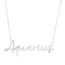 1/6 CT. T.W. Diamond &quot;Aquarius&quot; Script Necklace in Sterling Silver