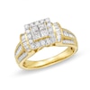 Thumbnail Image 1 of 1 CT. T.W. Quad Princess-Cut Diamond Square Frame Collar Engagement Ring in 10K Gold