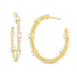 1 CT. T.W. Diamond Alternating Inside-Out Hoop Earrings in 10K Gold