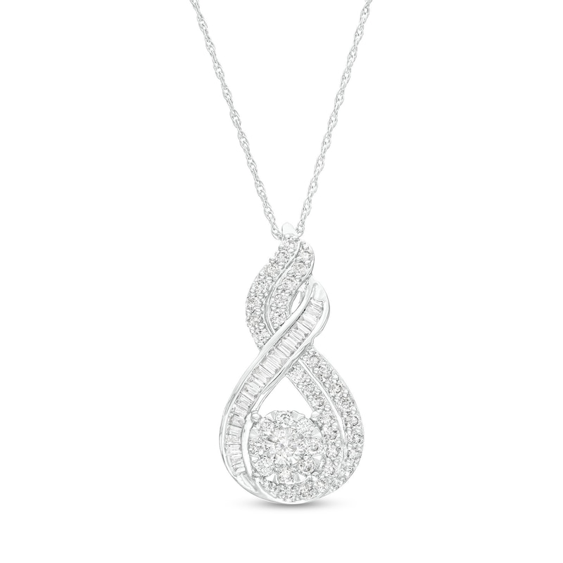 3/4 CT. T.W. Multi-Diamond Double Loop Pendant in 10K White Gold