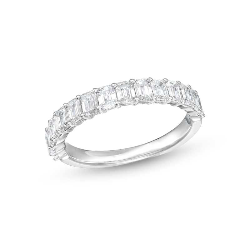 Main Image 1 of 1-1/4 CT. T.W. Certified Emerald-Cut Diamond Band in 14K White Gold (I/SI2)