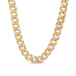Oro Diamante™ Diamond-Cut 8.2mm Cuban Curb Chain Necklace in Hollow 14K Two-Tone Gold – 20&quot;