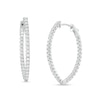 Thumbnail Image 1 of 3 CT. T.W. Certified Lab-Created Diamond Pointed Hoop Earrings in 10K White Gold (F/SI2)