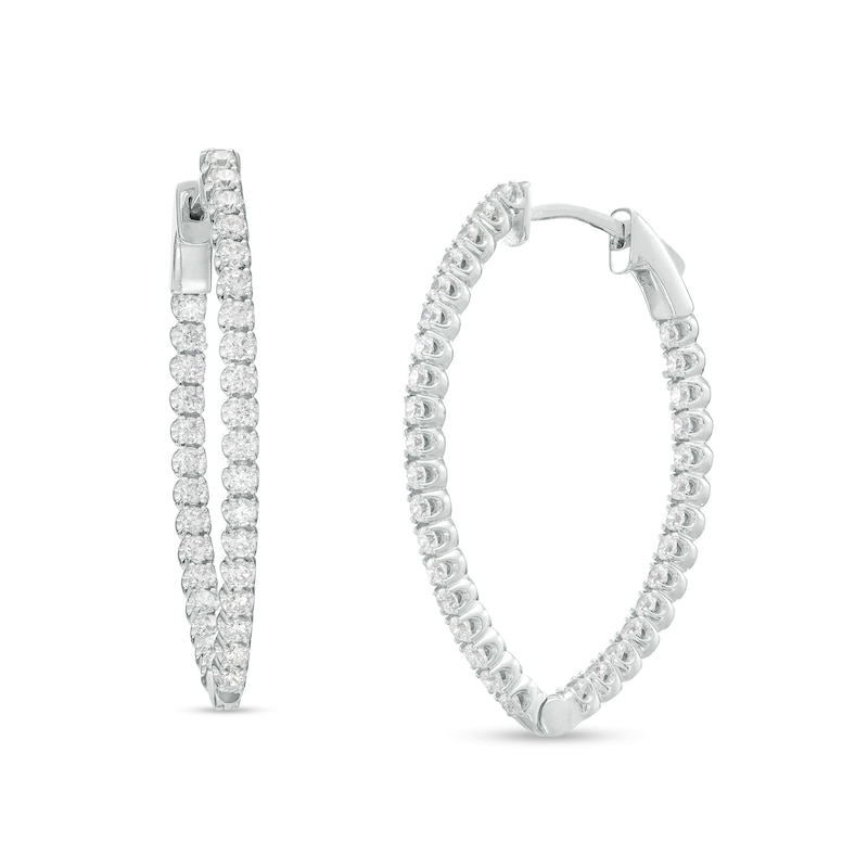 Main Image 1 of 3 CT. T.W. Certified Lab-Created Diamond Pointed Hoop Earrings in 10K White Gold (F/SI2)