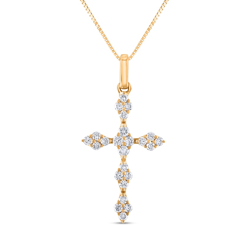 1/3 CT. T.W. Multi-Diamond Cross Pendant in 14K Gold | Zales Outlet