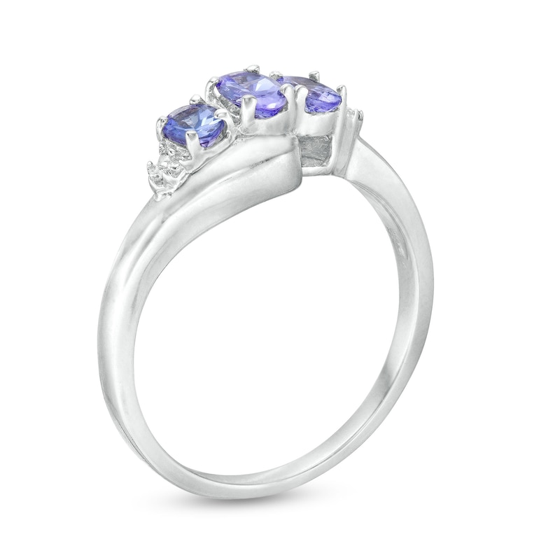 Main Image 3 of Oval Tanzanite and Diamond Accent Swirl Pendant, Ring and Stud Earrings Set in Sterling Silver