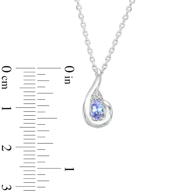 Main Image 4 of Oval Tanzanite and Diamond Accent Swirl Pendant, Ring and Stud Earrings Set in Sterling Silver