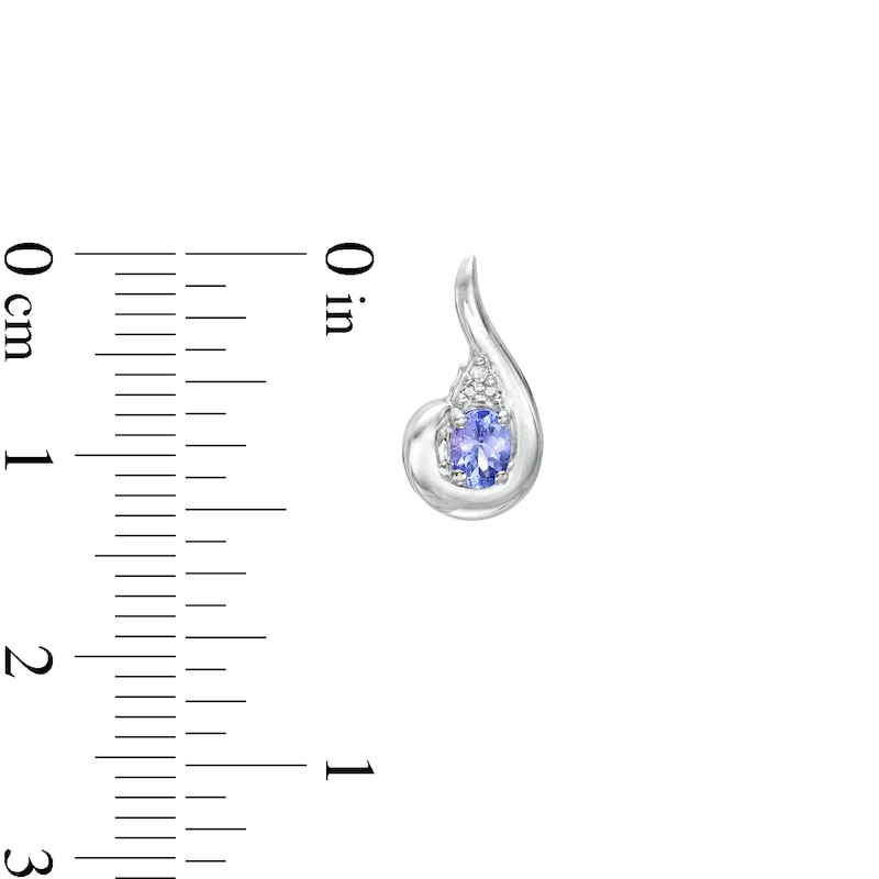 Main Image 5 of Oval Tanzanite and Diamond Accent Swirl Pendant, Ring and Stud Earrings Set in Sterling Silver