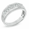 Thumbnail Image 0 of Men's 5/8 CT. T.W. Diamond Eleven Stone Squared Wedding Band in 10K White Gold