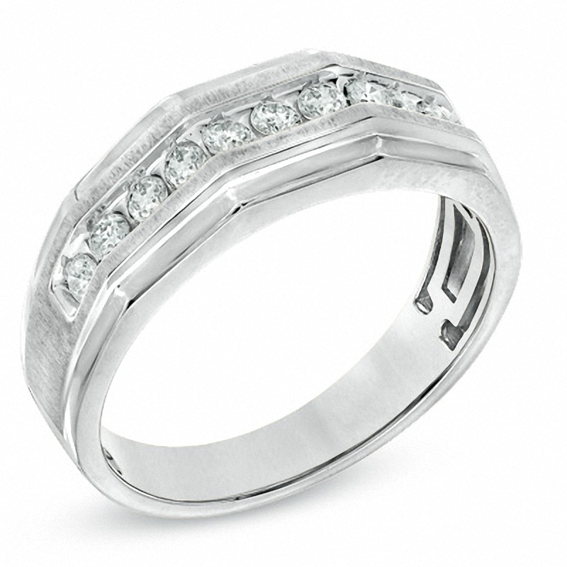 Men's 5/8 CT. T.W. Diamond Eleven Stone Squared Wedding Band in 10K White Gold