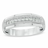 Thumbnail Image 0 of Men's 1/3 CT. T.W. Diamond Eleven Stone Squared Wedding Band in 10K White Gold