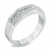 Thumbnail Image 1 of Men's 1/3 CT. T.W. Diamond Eleven Stone Squared Wedding Band in 10K White Gold