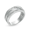 Thumbnail Image 3 of Men's 1/3 CT. T.W. Diamond Three Stone Slant Wedding Band in 10K White Gold