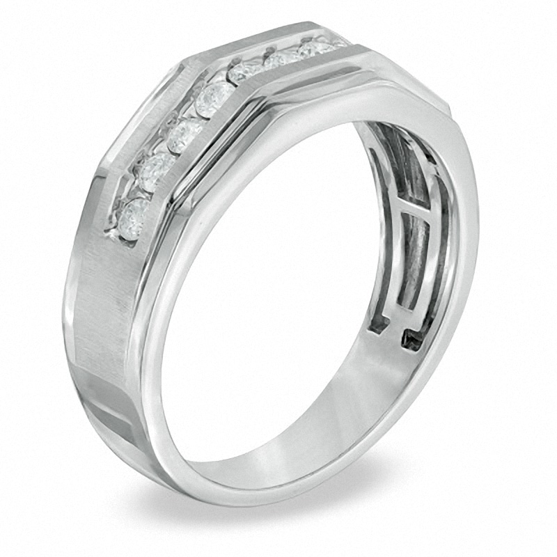 Men's 1-1/5 CT. T.W. Diamond Eleven Stone Squared Wedding Band in 10K ...