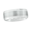 Thumbnail Image 0 of Men's 8.0mm Brushed Stepped Edge Wedding Band in 14K White Gold - Size 10