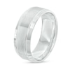 Thumbnail Image 2 of Men's 8.0mm Brushed Stepped Edge Wedding Band in 14K White Gold - Size 10