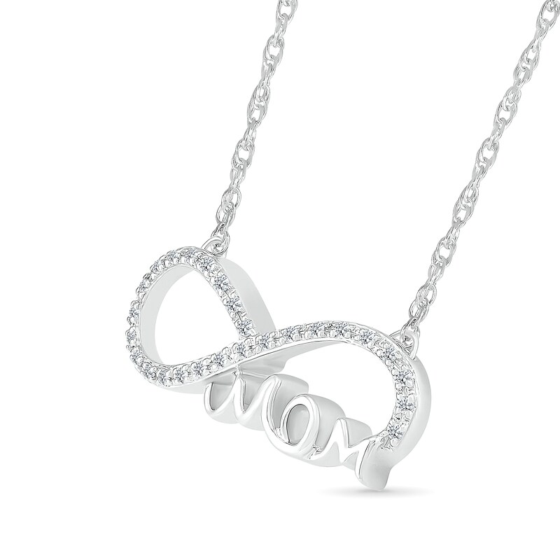 Main Image 2 of 1/10 CT. T.W. Diamond &quot;Mom&quot; Infinity Loop Necklace in Sterling Silver