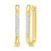 Thumbnail Image 1 of 1/15 CT. T.W. Diamond Rectangular Hoop Earrings in Sterling Silver with 18K Gold Plate