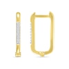 Thumbnail Image 2 of 1/15 CT. T.W. Diamond Rectangular Hoop Earrings in Sterling Silver with 18K Gold Plate