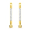 Thumbnail Image 3 of 1/15 CT. T.W. Diamond Rectangular Hoop Earrings in Sterling Silver with 18K Gold Plate