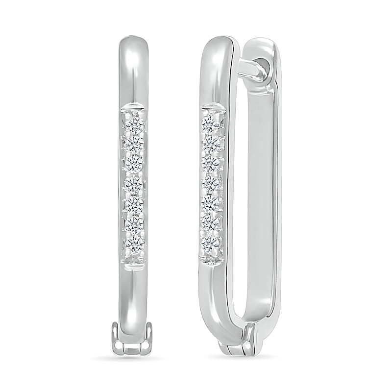 1/15 CT. T.W. Diamond Rectangular Hoop Earrings in Sterling Silver